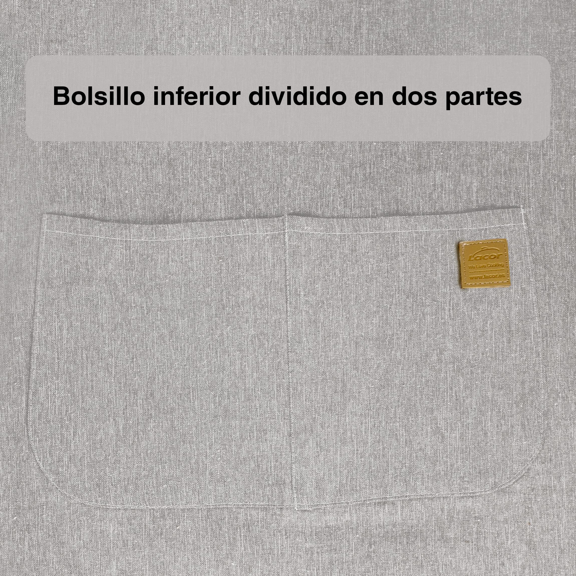 Lacor - 60082 - Tablier de cuisine unisexe, Tablier au design simple, élégant et original, mesure 68x83 cm, couleur Gris marbré