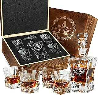 Personalized Whiskey Decanter and Glasses Set - Customized in USA Gift f...