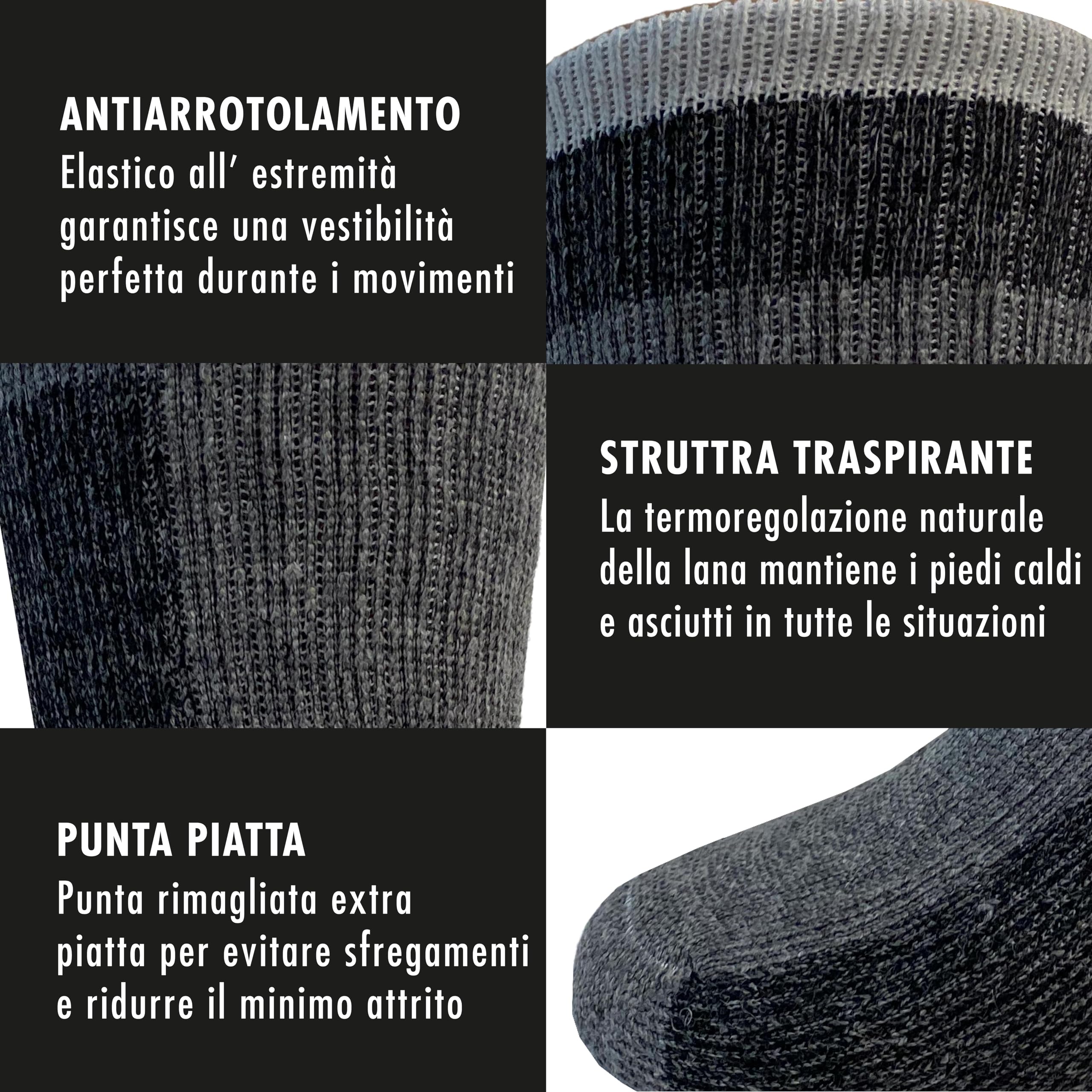 Calze Termiche Donna Uomo Trekking in Lana Merino - Calze Termiche Uomo Lunghe e Corte, Trekking, Anti Vesciche per Escursioni, Tecniche - Made in Italy