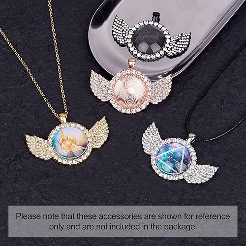 Miniatura 6 de Mega Pet Juego de bandejas colgantes de bisel de diamantes de imitación de Wing Hip Hop con 12 piezas de bisel redondo, ajustes en blanco, 12 piezas