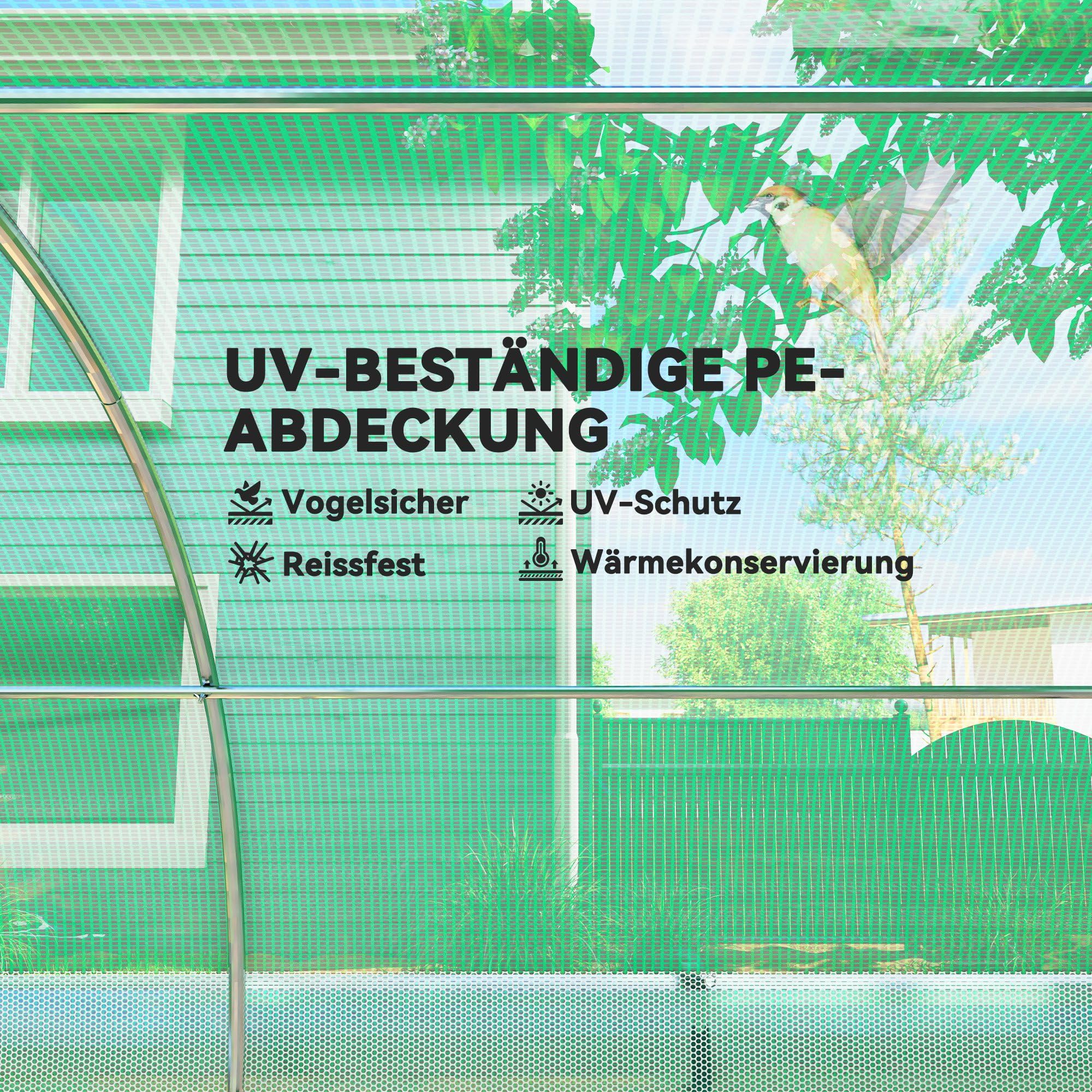 Outsunny Tunnel de Serre 10' x 13' x 6,5' avec Filet d'ombrage Vert