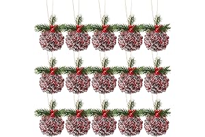 15 Pcs Christmas Frosted Berries Ornaments - Splendid Wintery Addition to Your Holiday Decor