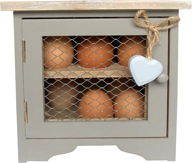 Grey Egg Cabinet with Blue Hanging Heart.
