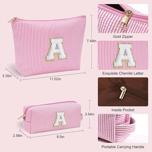 Parima Personalised Make up Bag - Initial Make up Bags Gift for Girls Preppy Stuff Personalised Birthday Gifts for Women Gifts for Girl Women Girlfriend Teenager Girls Gift Initial E Makeup Bag - 4
