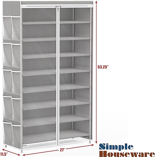 Miniatura 3 de Simple Houseware Zapatero de 8 niveles con funda, gris