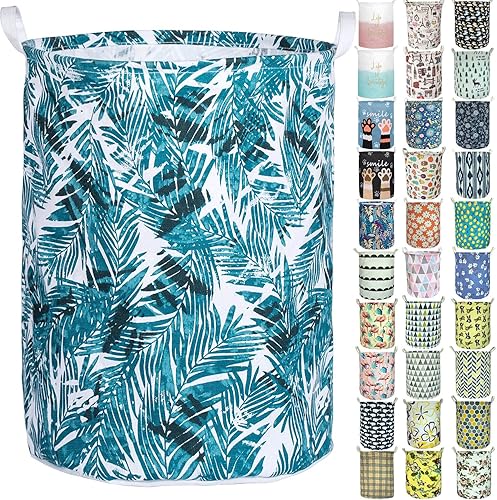 Merdes - Cesta plegable impermeable de 19.7 pulgadas, cesta de ropa sucia, organizador de almacenamiento de lino para colección de juguetes (hoja de