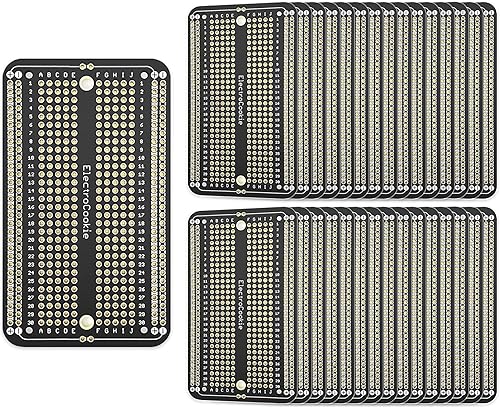 ElectroCookie Placa de prototipo PCB soldable para electrónica de bricolaje, compatible con proyectos de soldadura Mini Arduino, chapado en oro