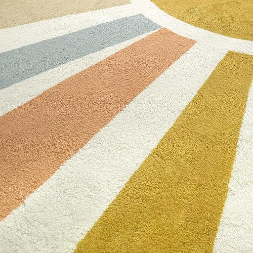 Miniatura 6 de STARUIA Alfombra redonda bohemia para guardería, alfombra lavable de 5 pies para dormitorio, alfombra circular colorida para niños para sala de