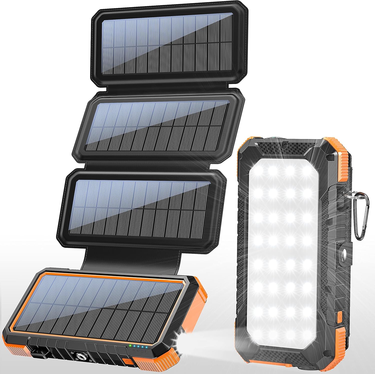 two packs of 20000mah pd 18w fast solar charger with foldable panels high capacity solar power bank external backup battery charger portable w12pro