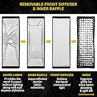 Vista 5 de Glow ParaSnap - Caja de luz de 16 x 48 pulgadas con difusor externo e interno, 5.669 in Bowens Speedring, adaptador de intercambio de caja suave