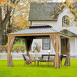 Domi Outdoor Living 10’x12’ Hardtop Gazebo, Wooden Coated Aluminum Frame