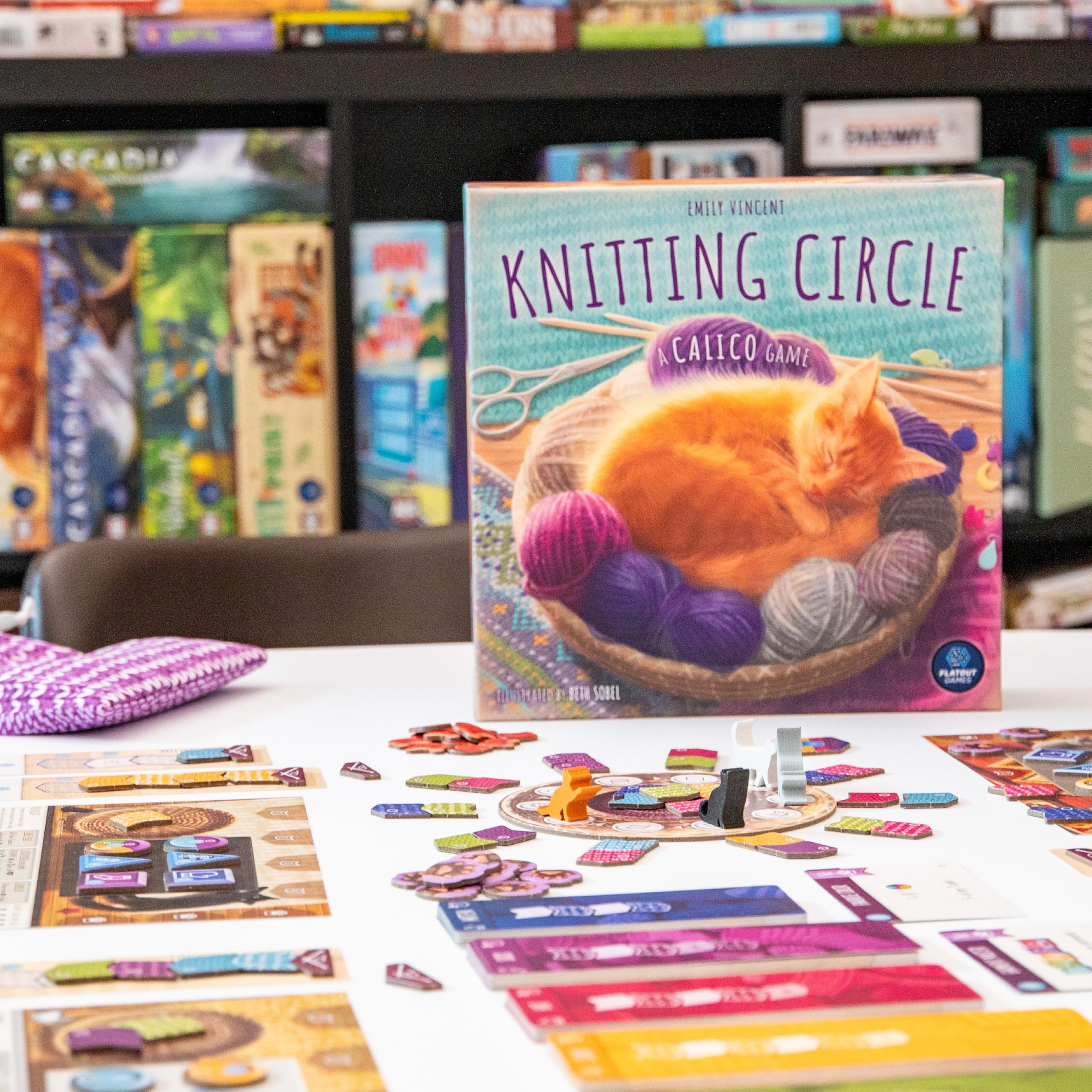 Alderac Ent. | Knitting Circle | Gra Kafelkowa Logiczna Z Włóczką Kotami I Kartami Wzorów | 1 Do 4 Graczy | 30 Do 45 Minut