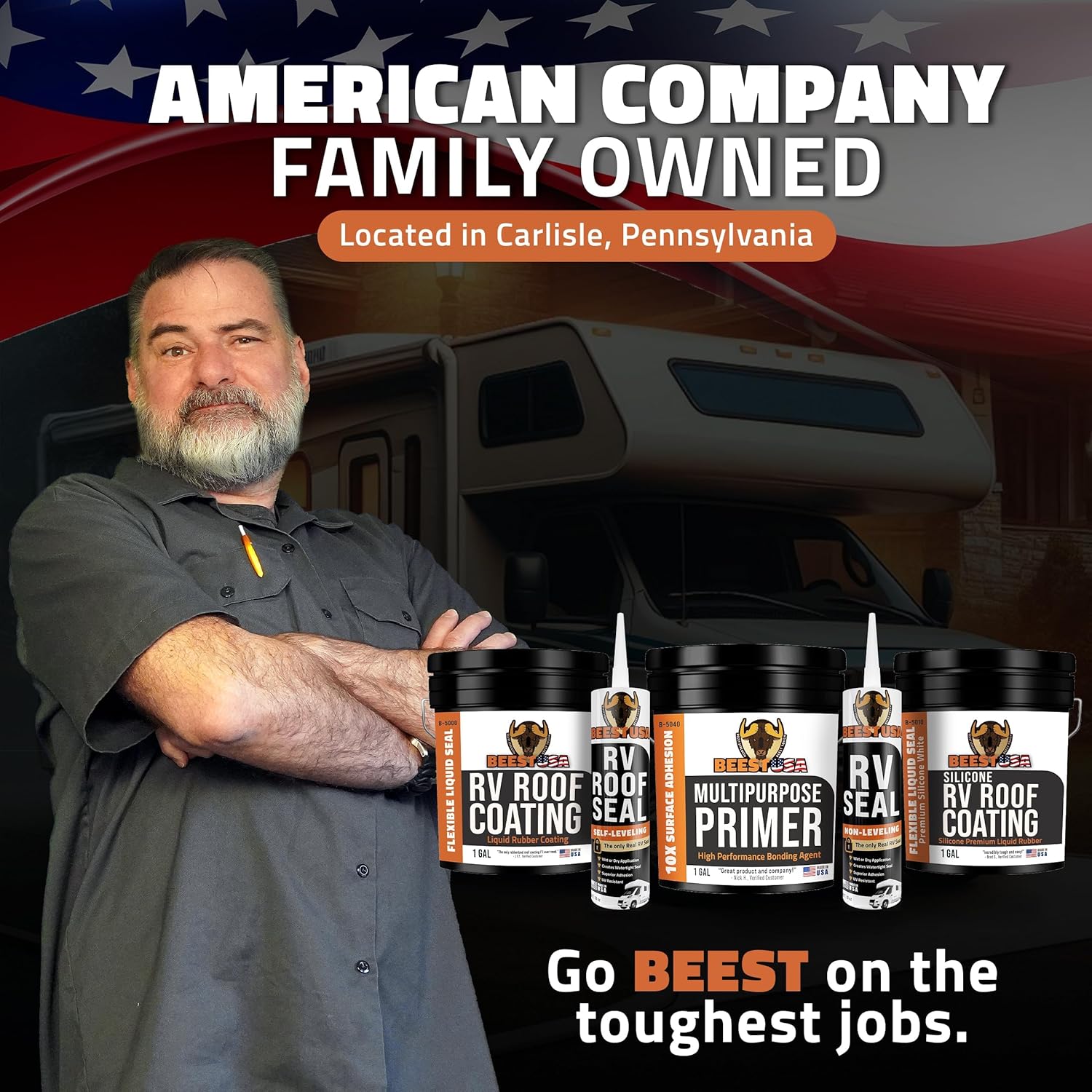 BEEST RV Roof Sealant (Non-Leveling) - Lap Sealant for RV Roof, Windows, Skylight, Campers - Waterproof Caulking Sealer for Vertical Surface - Elastomeric Caulk Sealer for Camper & Trailer (Pack 4)