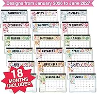 Vista 3 de Hadley Designs Large Desk Calendar 2026-2027 - Desktop Calendar 2026, 18 -Month Desk Calendars for Home, Office & Classroom, Cute Retro Classroom