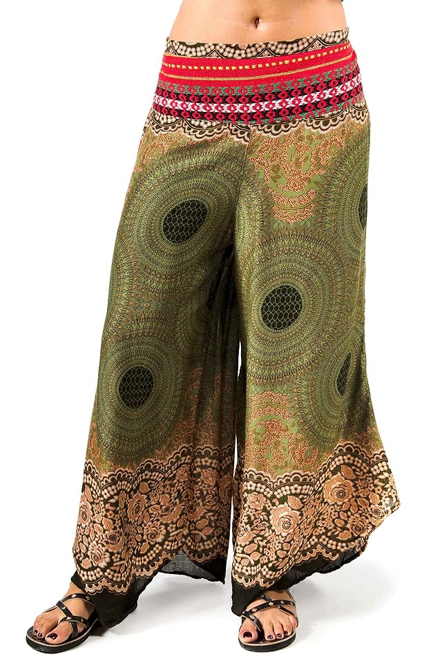 TCG Womens Wide Leg Print Pants - Olive