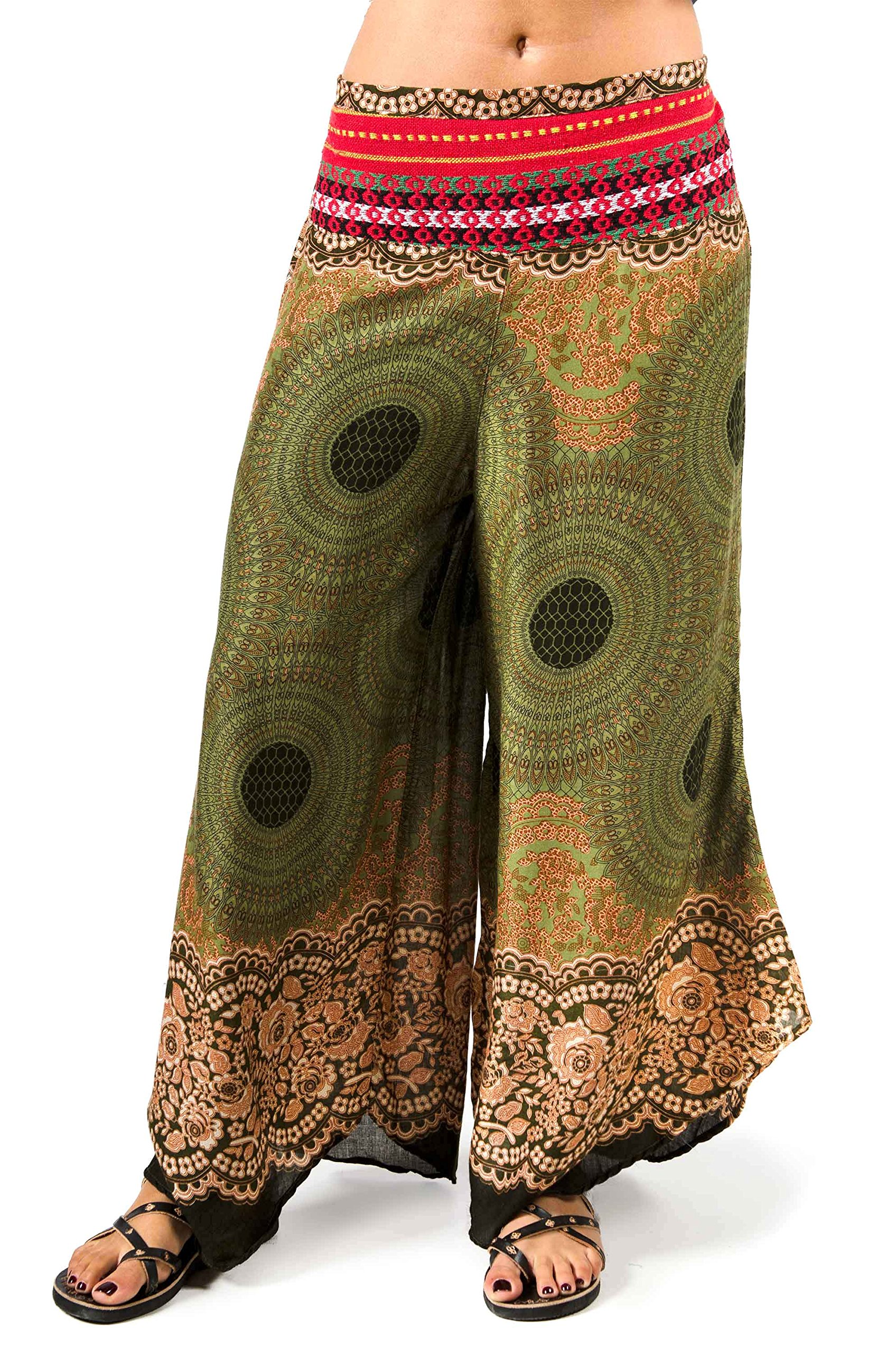 TCG Womens Wide Leg Print Pants - Olive