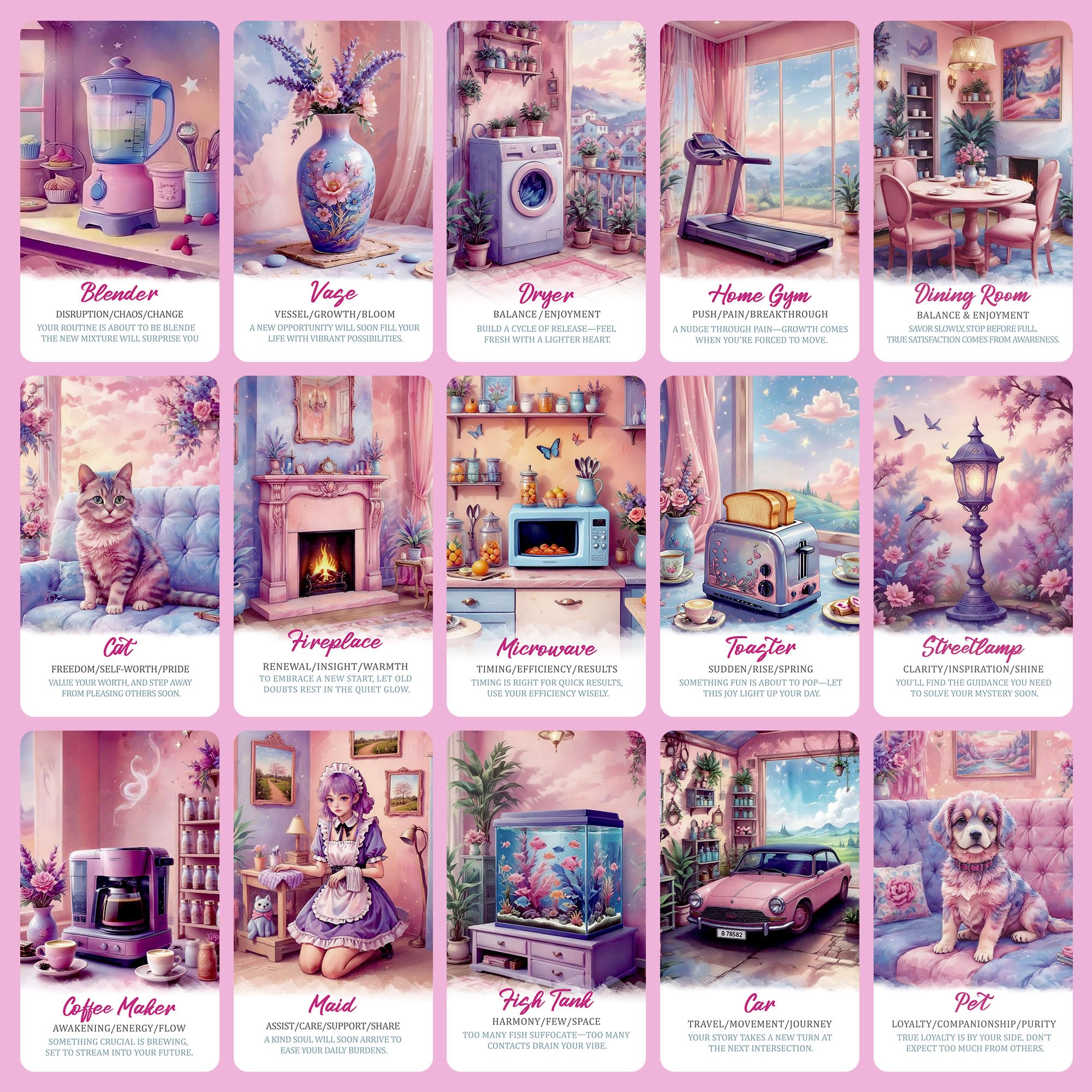 【正規品オラクルカード】夢可愛い✨ピンクエッジ✨家がテーマの女子力溢れるデッキ Amazon.co.jp: PERBDEAL Dreamy Home Fortune Reading Oracleカード