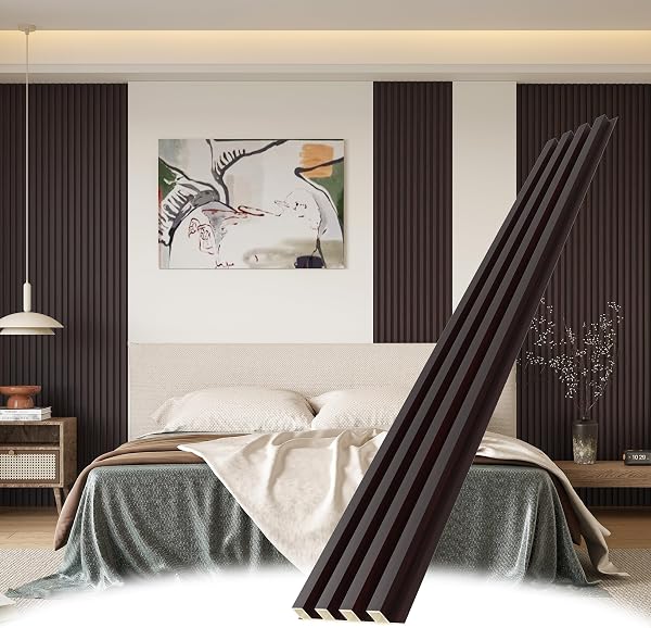 WPC Slat Wall Panels, 8 Pack 95 x 6 in Accent Slat Wood Slats for Wall and Ceilings