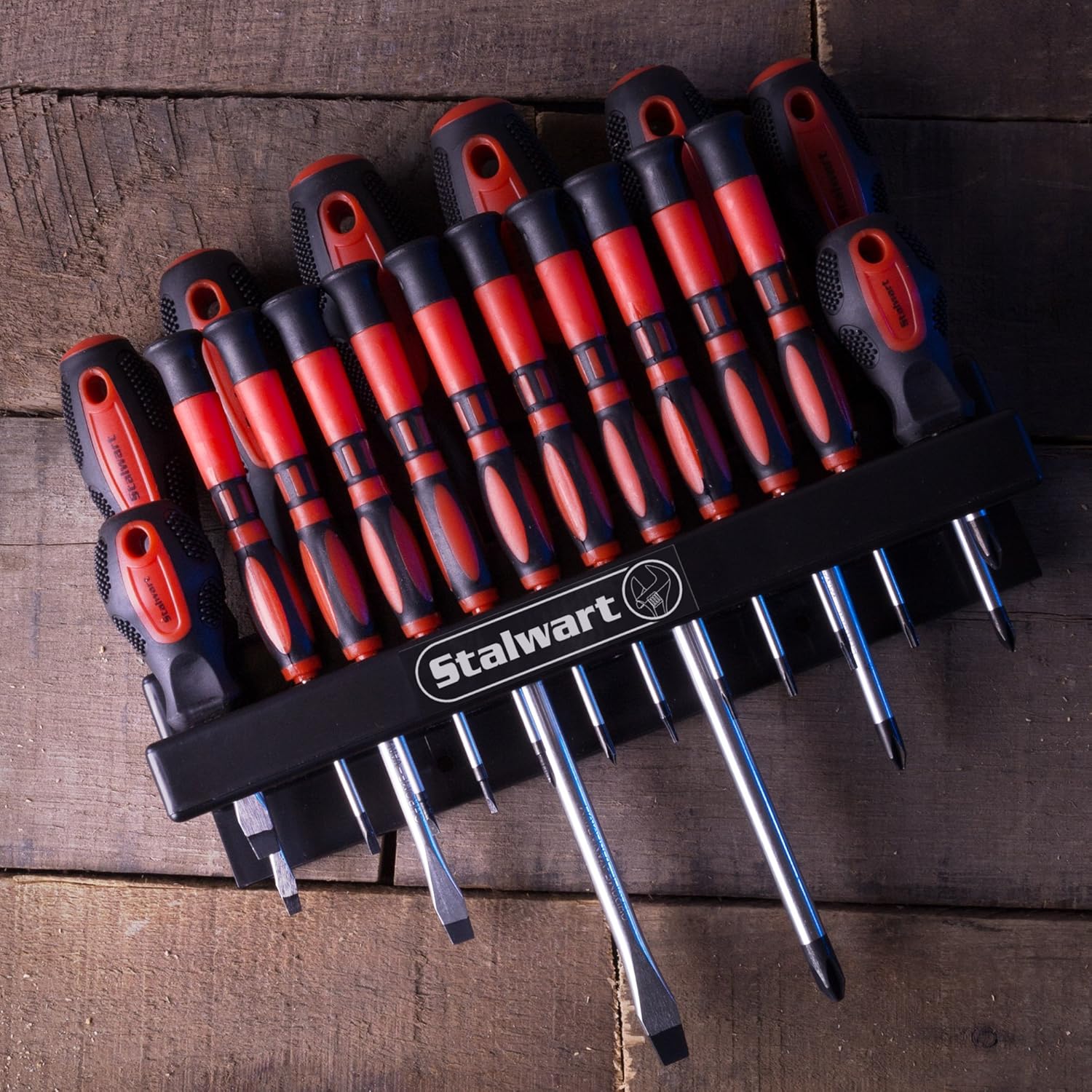 Stalwart - 75-HT4088 18 Piece Screwdriver Set with Wall Mount and Magnetic Tips- Precision Kit Including Flatheads, Phillips, and Torx Screwdrivers By