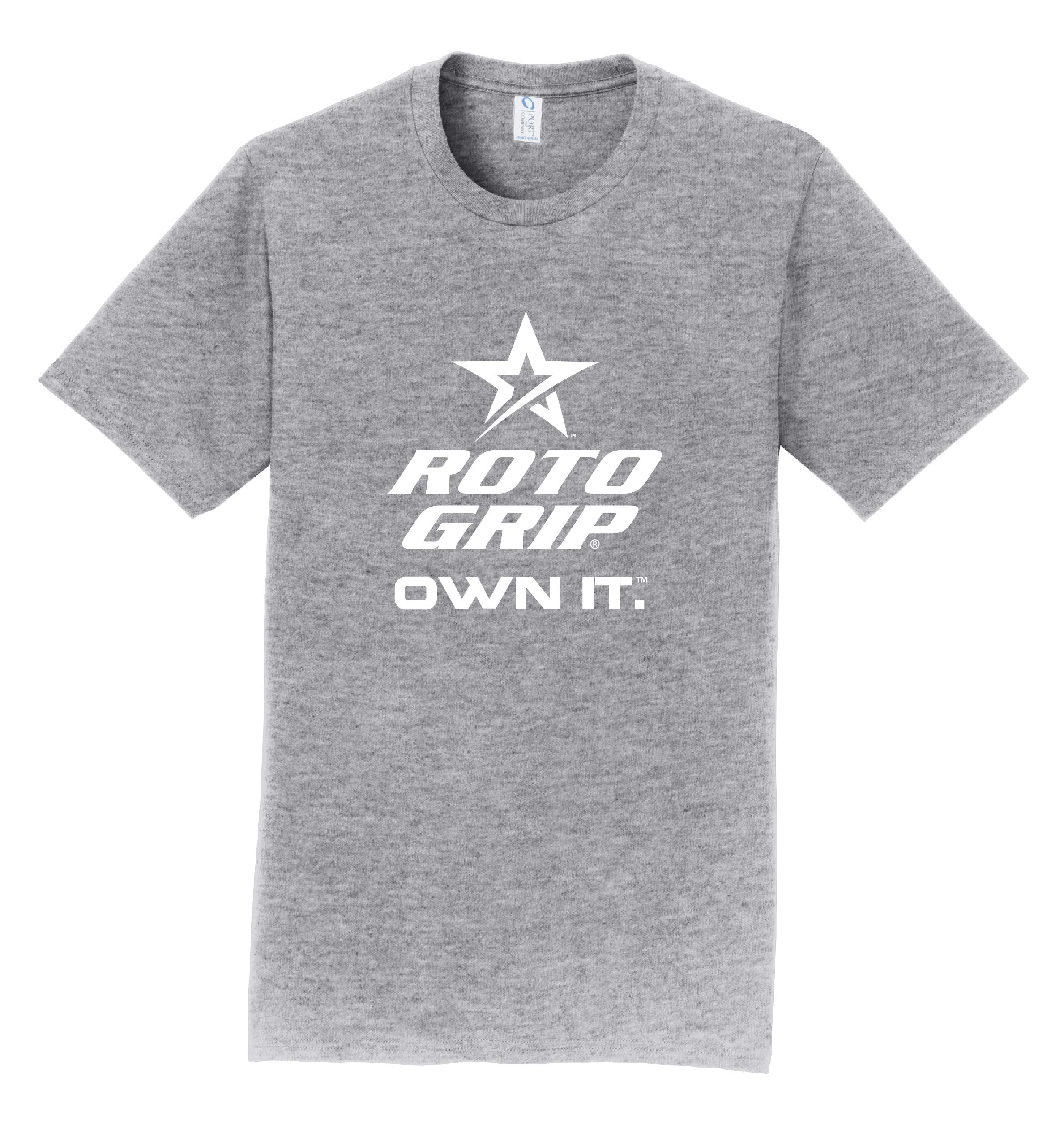 Logo Infusion Athletic Heather T-Shirt 90% Cotton - Roto Grip Bowling - White Roto Grip Logo - Design 00AU (L)