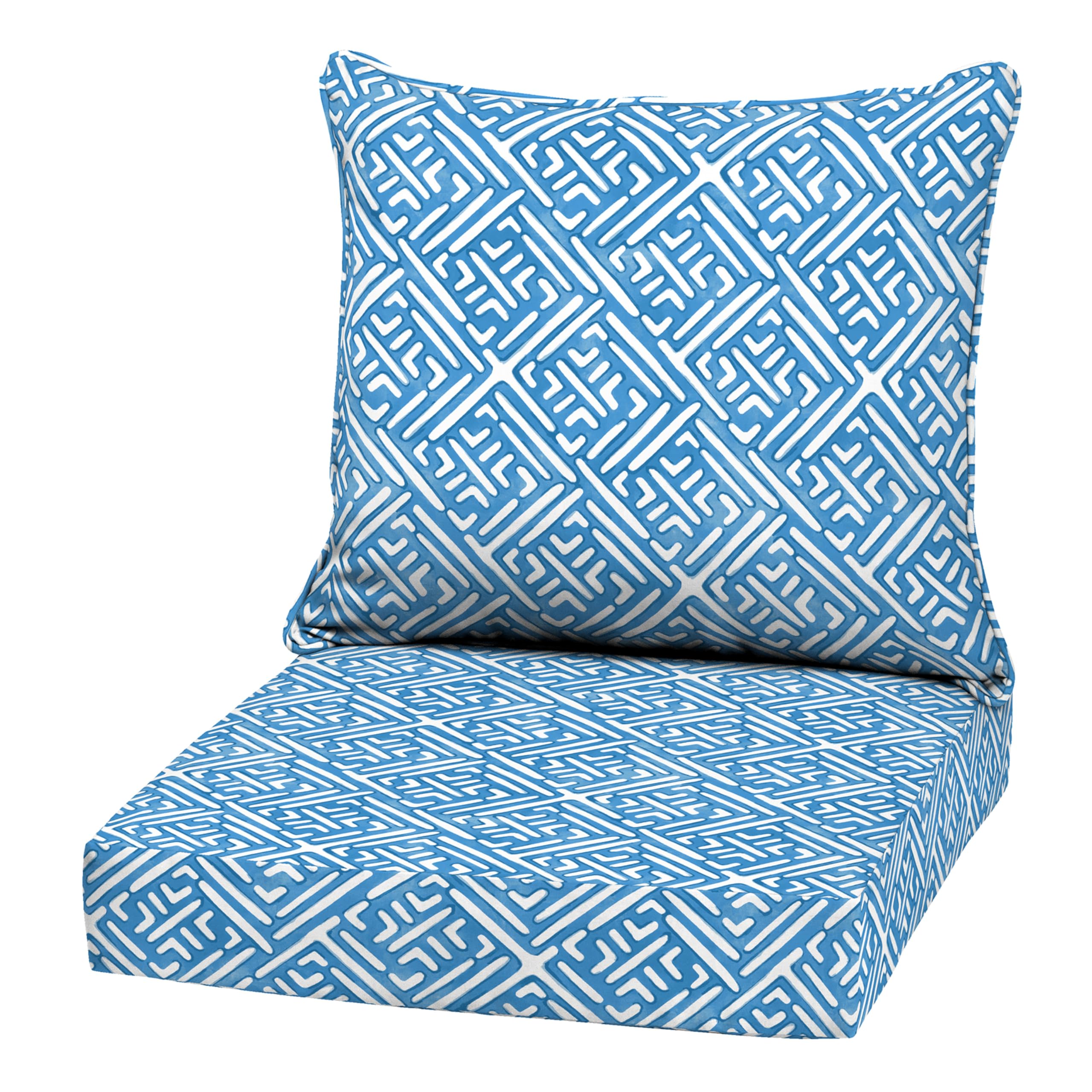 Arden Outdoor Deep Seat Cushion Set, 22 in x 24 in, Weather-Proof, Rain-Proof, Fade Resistant Patio Cushion Amalfi Blue Tile-image-10
