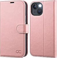 Vista 13 de OCASE Funda tipo cartera compatible con iPhone 13, de piel sintética con tapa tipo folio, con tarjetero, bloqueo RFID, soporte