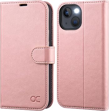 OCASE for iPhone 14 Wallet Case with Card Holders, Pink | RFID Blocking, Kickstand, Magnetic Closure, Shockproof TPU Shell, PU Leather Flip Folio, Protective Phone Cover 6.1" 2022