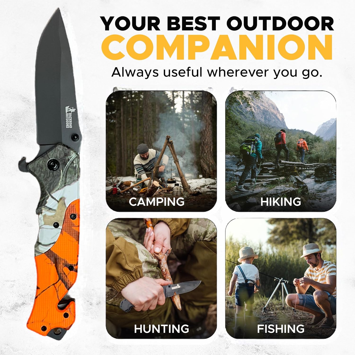 FK-135 Stainless Steel Pocket Knife with 3CR13 Steel Blade, Safety Lock, and Clip for Outdoor Gear camouflage Camping Hiking Hunting Fishing