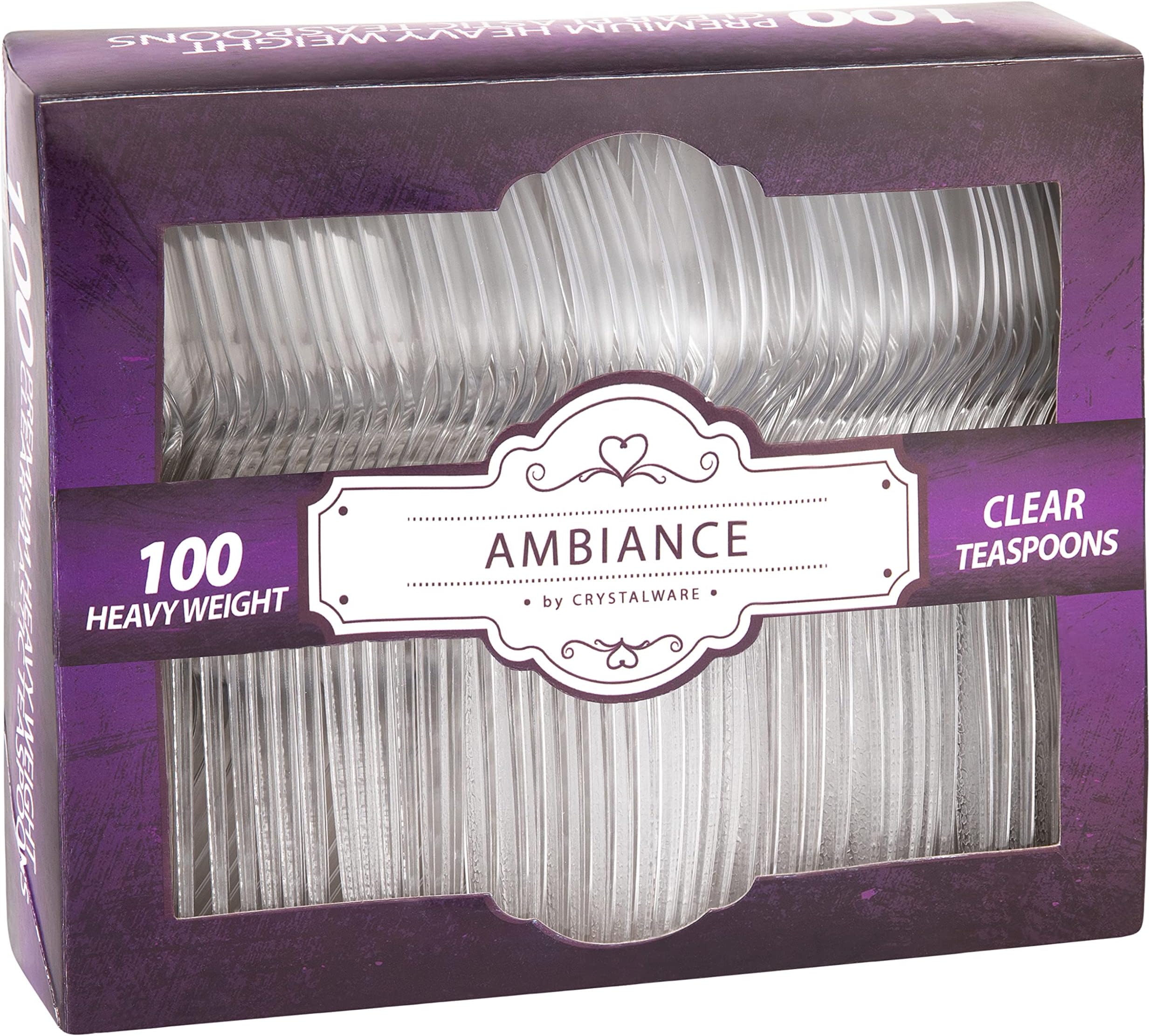 Clear Plastic Spoons, Heavy Weight Disposable, 100 Count