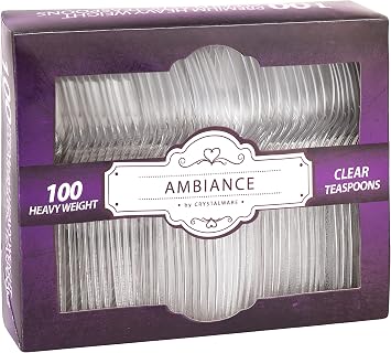Crystalware Heavy Weight Plastic Tea Spoons 100/box, Clear