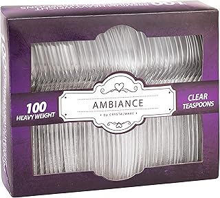 Crystalware Heavy Weight Plastic Tea Spoons 100/box, Clear