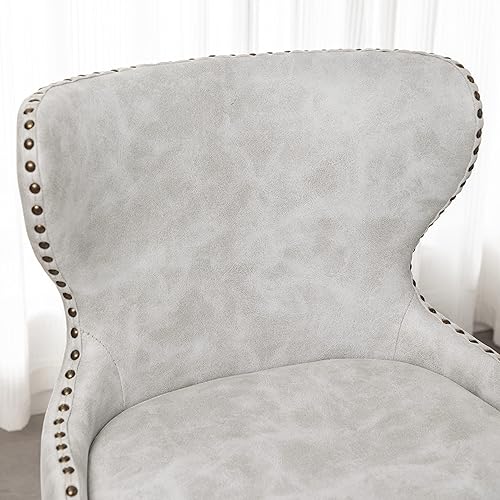 Miniatura 5 de Roundhill Furniture Nevis - Juego de 2 herramientas modernas de cuero sintético con ribete de cabeza de clavo, color blanco