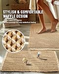 Large Waffle Bathroom Mat Set of 2, Non Slip Bath Mat Set, Ultra Absorbent Brown Bath Mats for Bathroom Decor, Soft Bathroom Rugs Sets, Washable Bathroom Floor Mat, 20"×47" and 16"×24" Washroom Mat