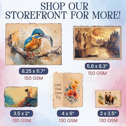 Miniatura 5 de WANDERINGS Tarjetas en blanco con borde antiguo hecho a mano, 4 x 6 pulgadas, paquete de 50 tarjetas multimedia mixtas para anuncios, invitaciones y