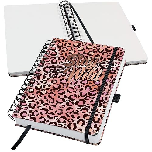 SIGEL JN653 Jolie Libreta de espiral, Pink Leo Love, cuadriculado con puntos (impresión Dot), 120 g/m², 16,8 x 21,5 cm, tapa dura, 240 páginas, rosa, albaricoque, negro
