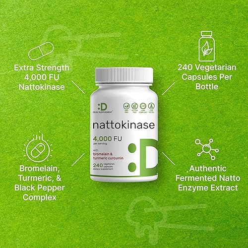 Miniatura 4 de Suplemento de nattoquinasa 4,000 FU por porción, 240 cápsulas vegetarianas - Natto japonés con bromelina, curcumina de cúrcuma y complejo