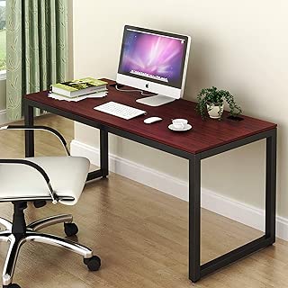 SHW Home Office 55-Inch Large Computer Desk, Black/Cherry - coolthings.us