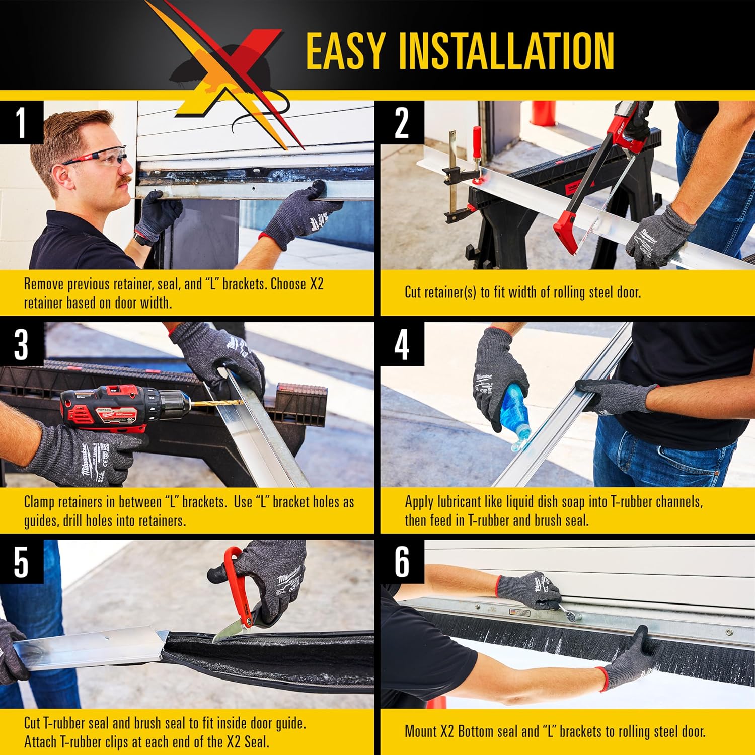 Xcluder X2 Rodent Proof Roll-Up Door Seal Kit, 12' x 2" x 1.625" Pest Control Retainer and Sealer, for All 9’, 10’ and 12’ Doors, Suitable for Residential or Commercial Property Use