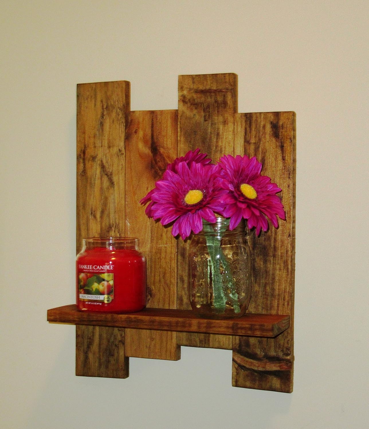 Reclaimed wood shelf, pallet wood shelf, wall shelf, Stained Wood Shelf, Candle