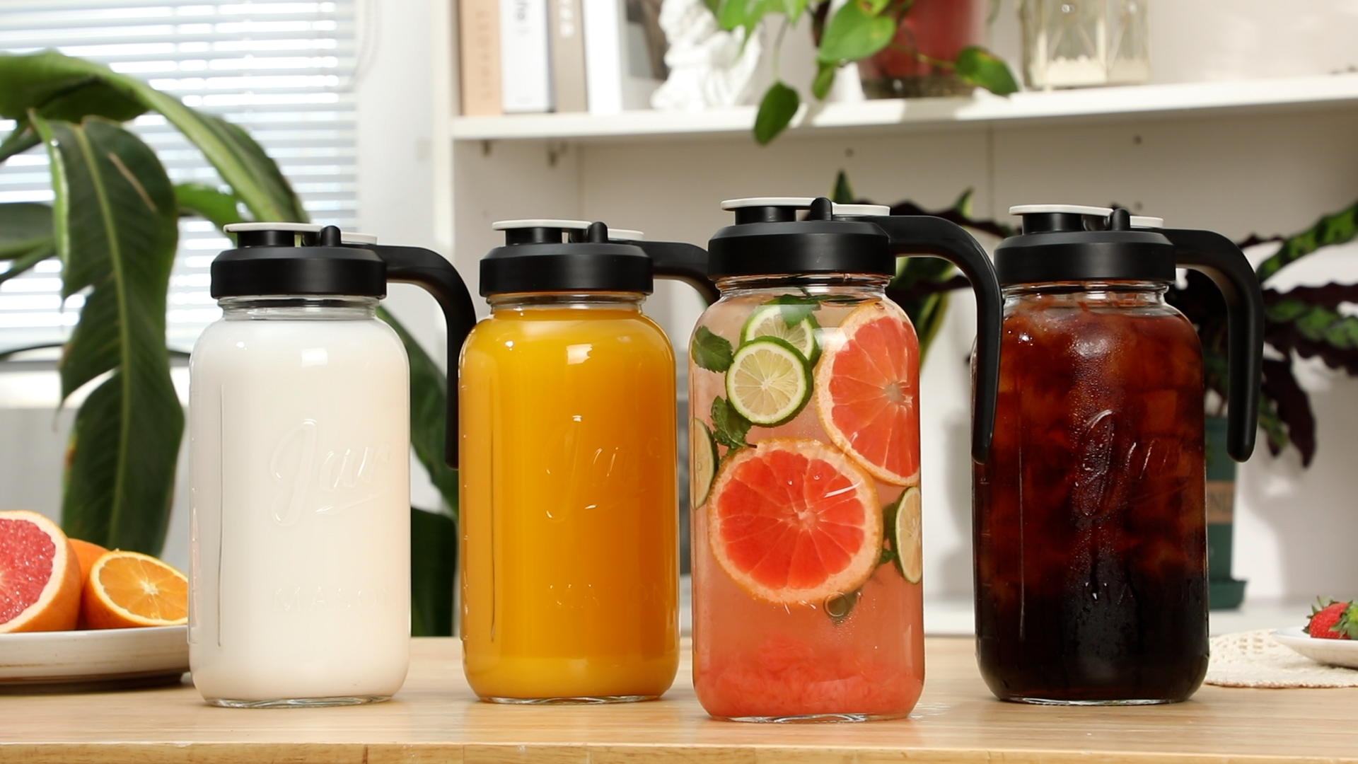 Amazon.com: Set of 2, Glass Pitcher with Lid - 2 Quart Mason Jar