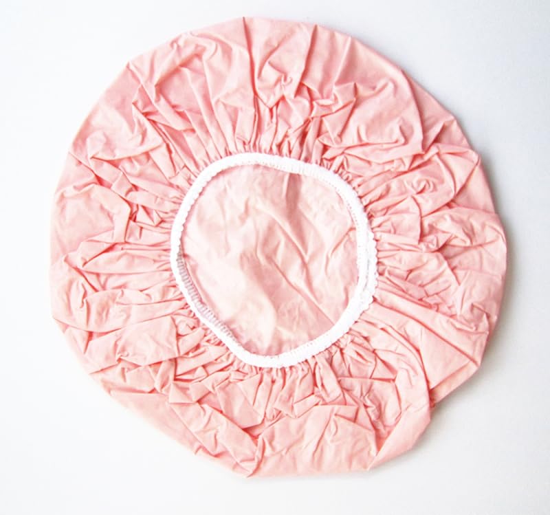Touca de banho rosa Art Break para diferentes comprimentos de cabelo