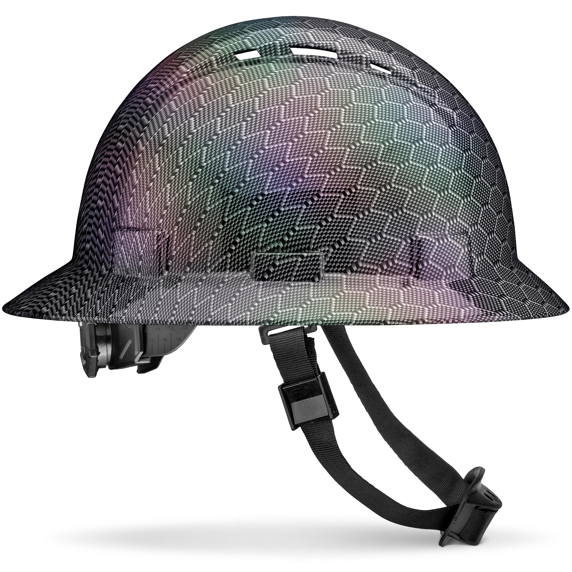 Acerpal Full Brim Vented Laser Honeycomb Carbon Fiber Design Gloss Finish OSHA Hard Hat with 6-Point Suspension