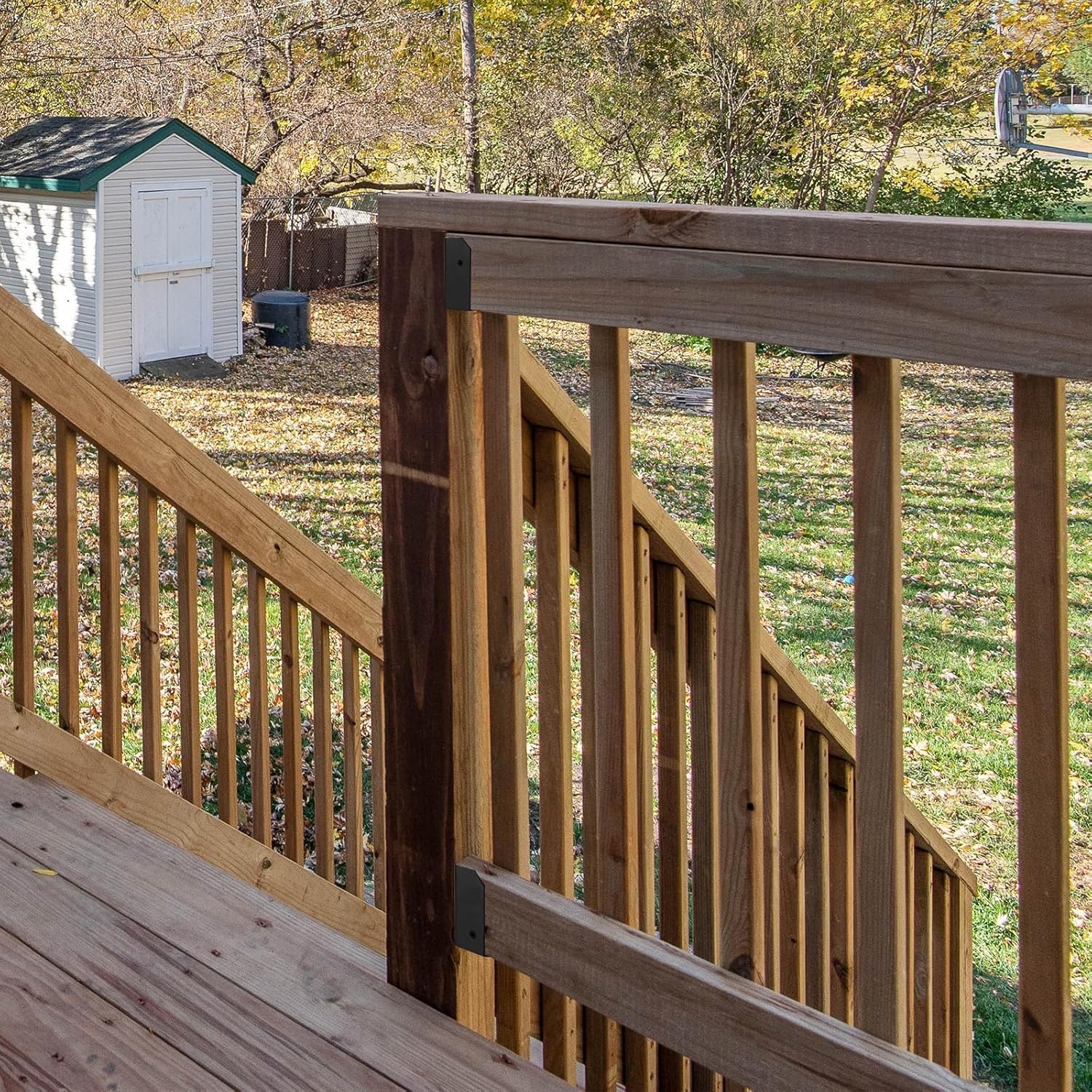 60 Pack 2x4 Deck Railing Brackets, 18-Gauge Steel Black Powder Coated Fence Rail Connectors for Wood Post, Indoor & Outdoor Use (Screws Not Included)