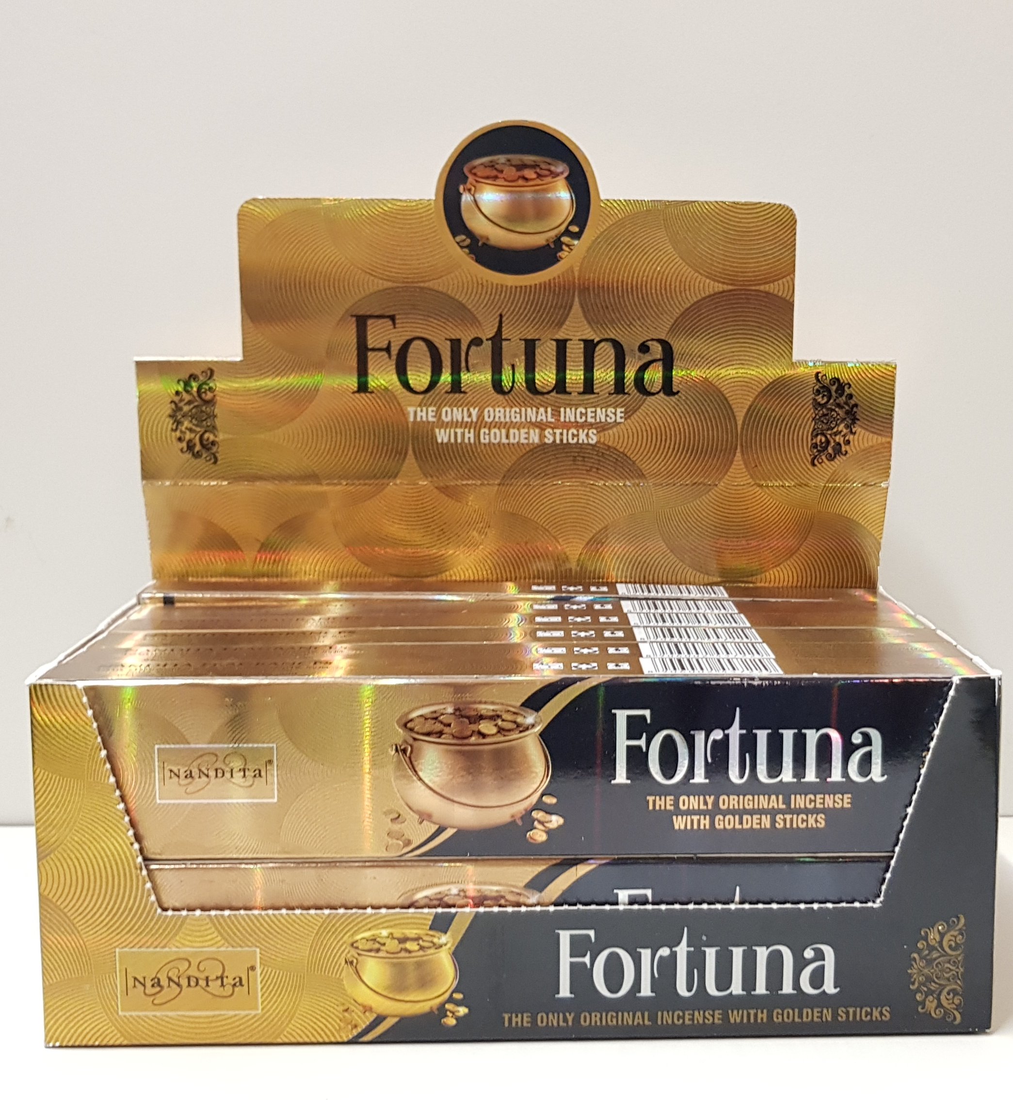 NANDITA Fortuna Golden Incense Sticks/Agarbatties/Joss Sticks (15g x 12 packets)