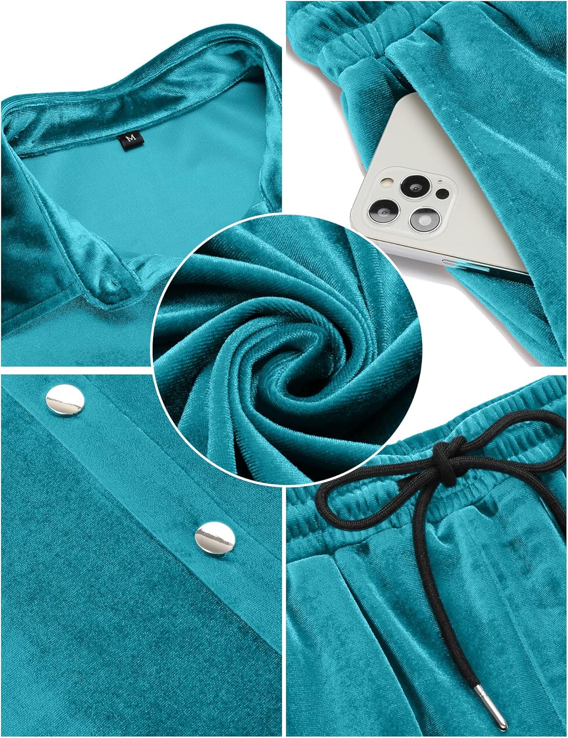 LecGee Men Fall Casual Sets Velvet Long Sleeve Button Down Shirt Elastic Waist Velour Pants 2 Piece Outfits Tracksuit - Image 5