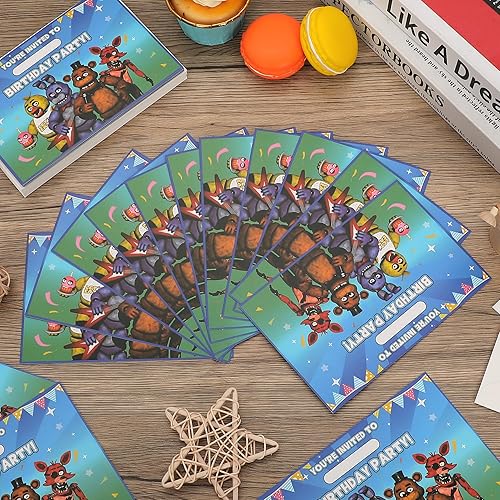 Miniatura 6 de Tarjetas de invitación para fiesta de cumpleaños de dibujos animados, 24 tarjetas de invitación para fiestas infantiles con 24 sobres blancos,