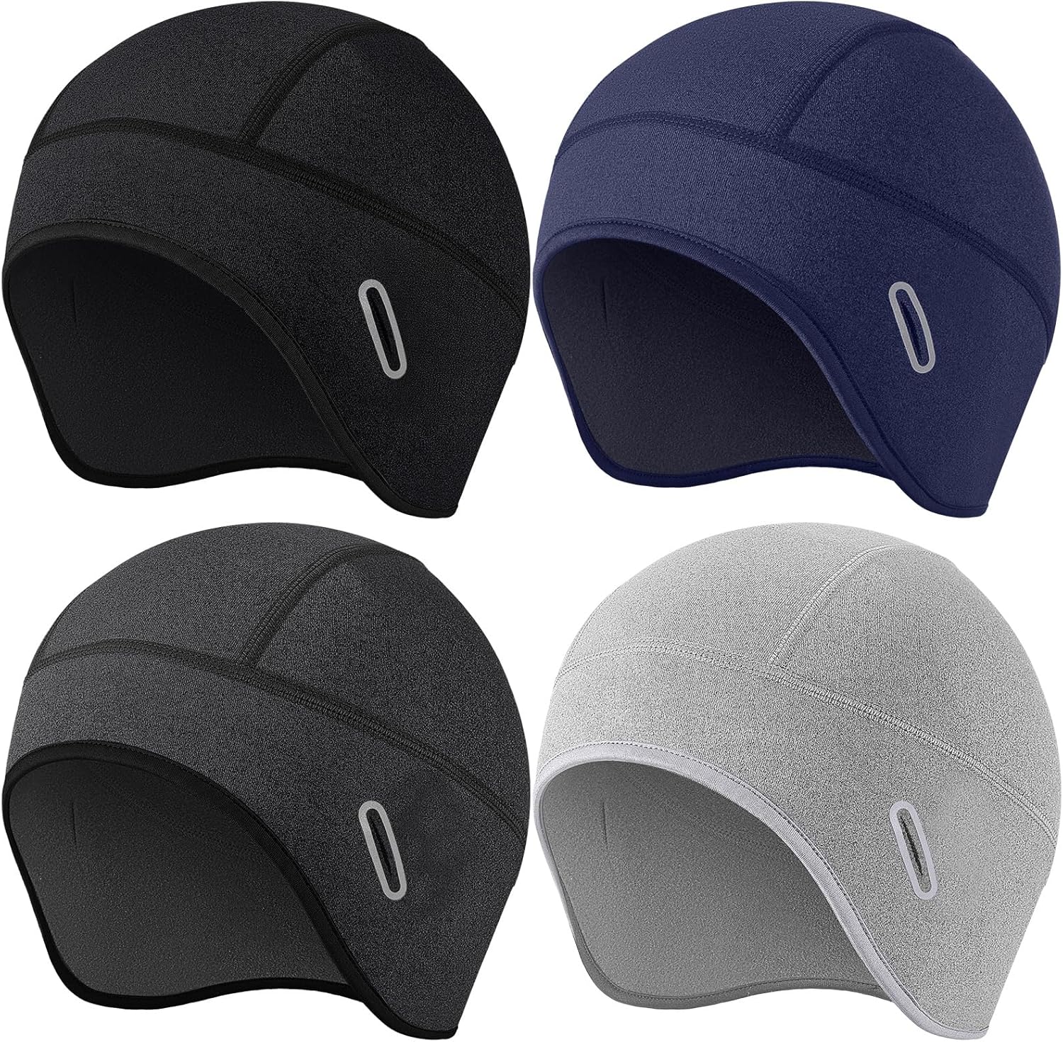 JenPen 4 Pack Winter Skull Caps Helmet Liner with Glasses Holes for Men Women, Warm Cycling Helmet Liner, Thermal Hat Beanie