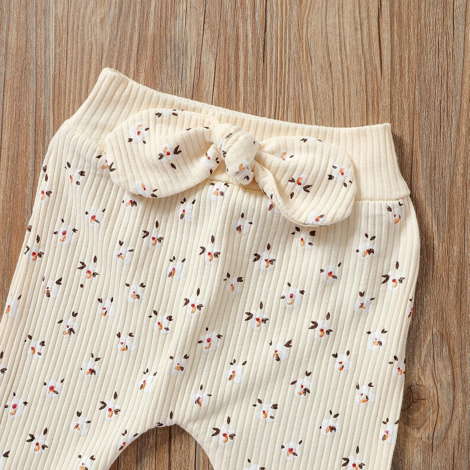 Toddler Baby Girl Floral Clothes Set Long Sleeve Crop Top Sweatshirts Flared Pants Ribbed Knitted Fall Winter Outfit