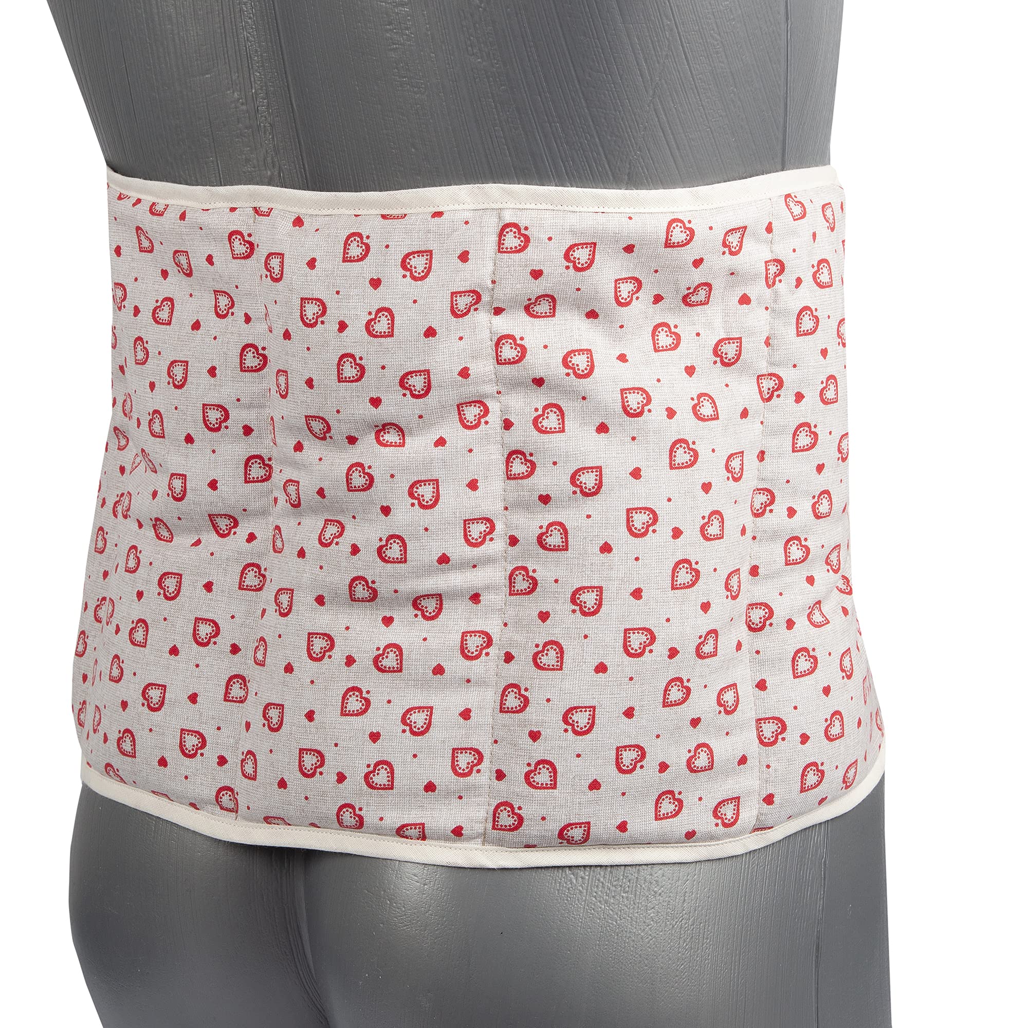 Coussin-ceinture aux graines de lin à sept compartiments avec fermeture à bande auto-agrippante - longueur environ 135cm - amour champêtre - Coussin thermique aux graines XXL - Ceinture-bouillotte