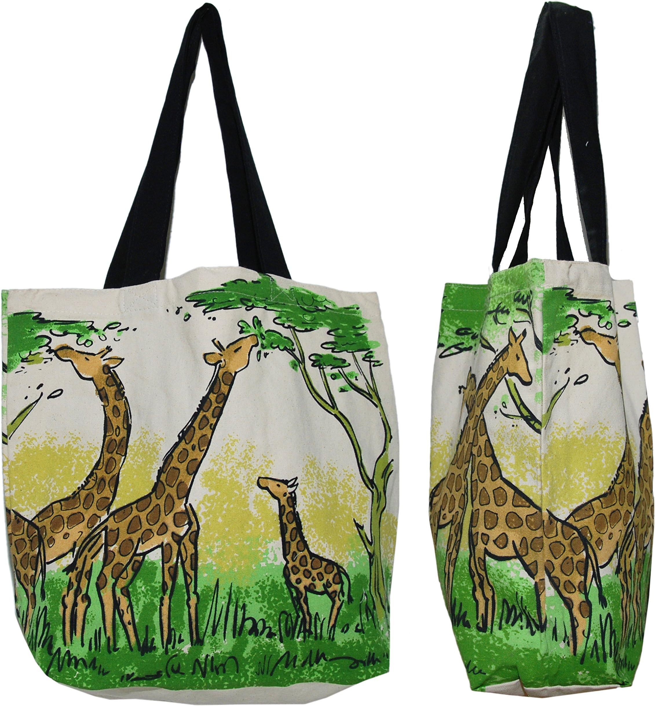 Shopper Tote Bag - Giraffe Illustrated, Eco-Friendly Reusable Multipurpose Canvas Grocery Bag